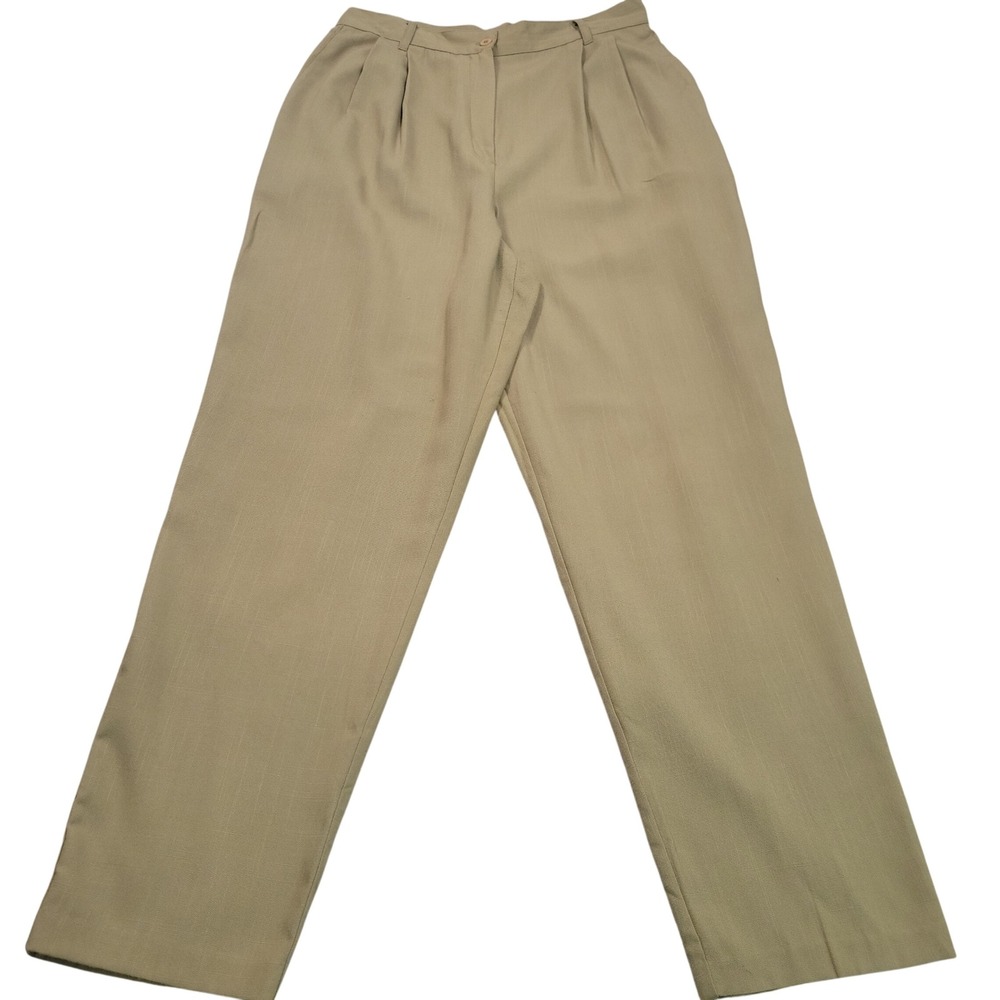 Sag Harbor Womens Khaki Tan Pleated Front Dress Pants Size 14